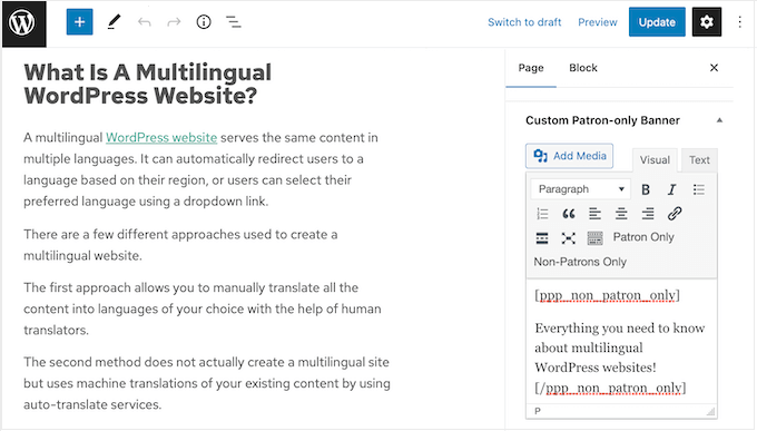Pubblicizza Patreon sul tuo sito Web WordPress Advertising Patreon on your WordPress website