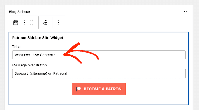 Aggiunta di un titolo a un pulsante Patreon WordPress Adding a title to a Patreon button WordPress