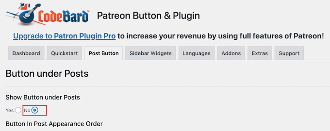 Aggiunta di un pulsante Patreon al tuo sito Web WordPess utilizzando il plug-in CodeBard Adding a Patreon button to your WordPess website using the CodeBard plugin