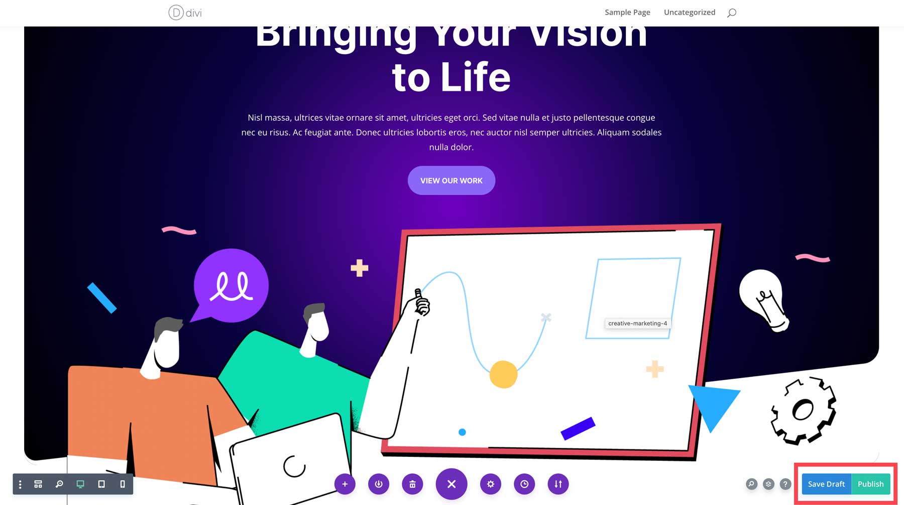 Divi 페이지 게시