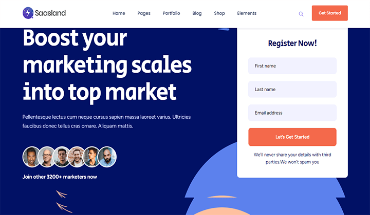 2023 年 SaaS アプリ企業のウェブサイトに最適な WordPress テーマ 14 13 saasland 321