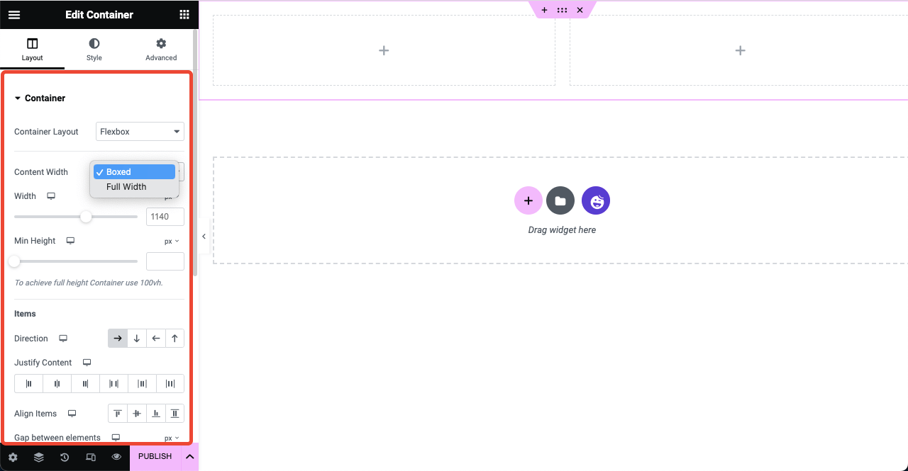 Jak korzystać z kontenera Elementor Flexbox krok po kroku 3 Customize the Elementor Flexbox Container