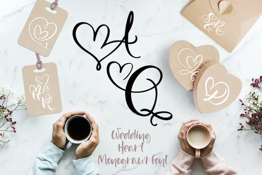 Monograma de Coração de Casamento -