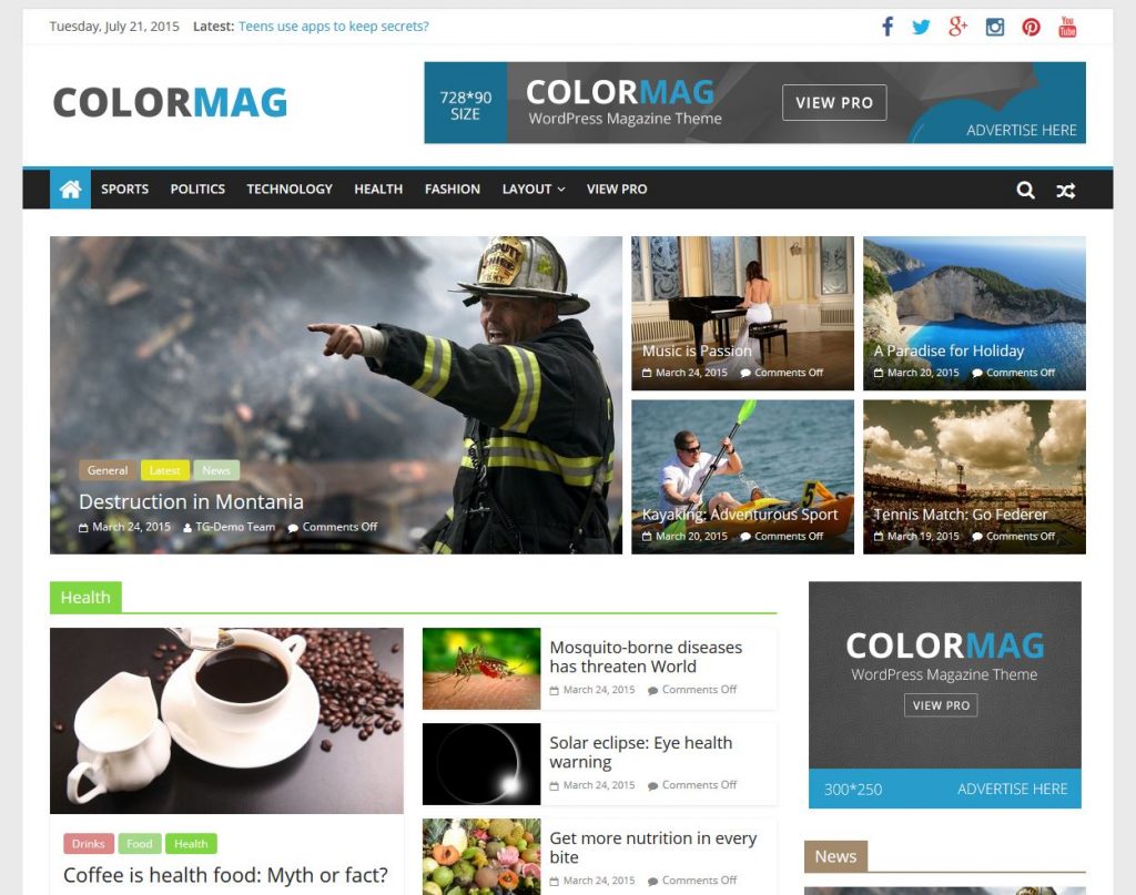 مجلة مجانية وورد موضوع 2015 ColorMag كاملة