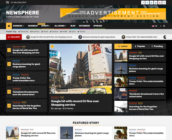 Newsphere Free مجلة مستجيبة الموضوع