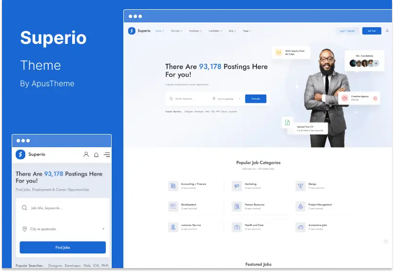 Superio テーマ - Job Board WordPress テーマ
