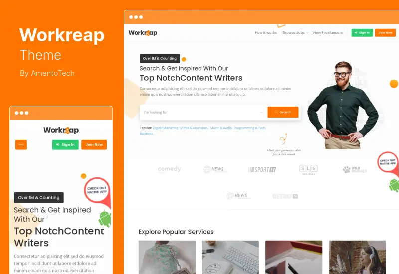 Workreap テーマ - フリーランス マーケットプレイスおよびディレクトリ WordPress テーマ