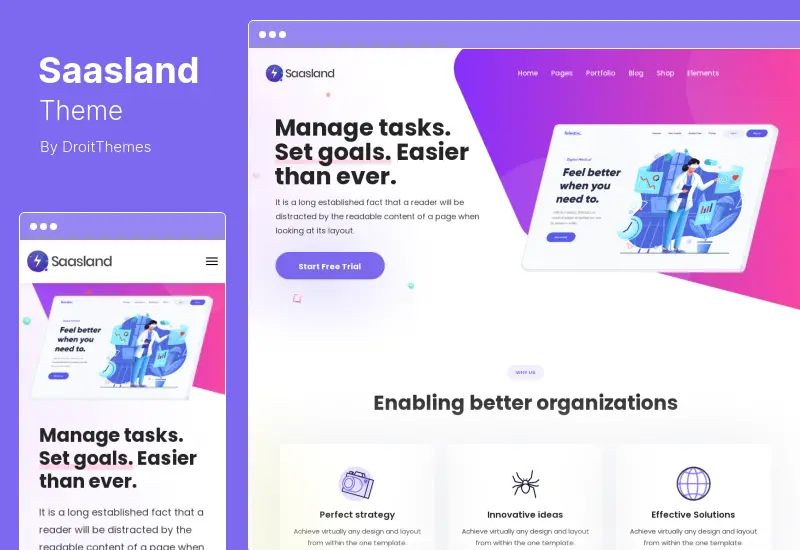 Tema Saasland - Tema WordPress multifuncțională pentru pornirea Saas