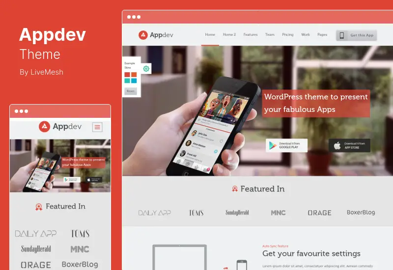 Tema Appdev - Tema WordPress pentru prezentarea aplicației mobile