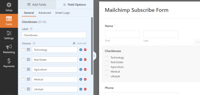 Sesuaikan setiap bidang formulir Customize each form field