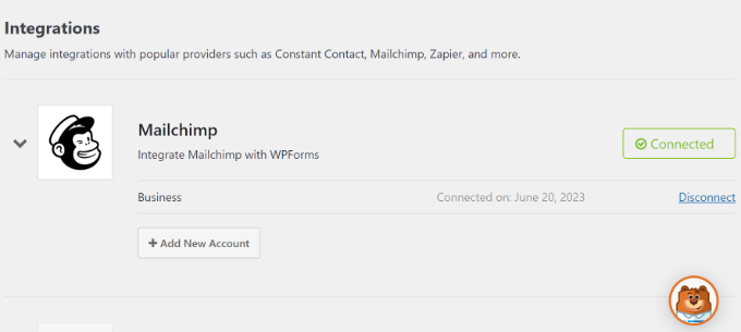 Lihat koneksi Mailchimp See Mailchimp connection