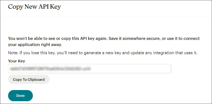 Salin kunci API Copy the API key