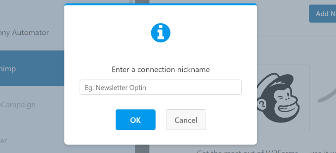 Masukkan nama panggilan koneksi Enter connection nickname