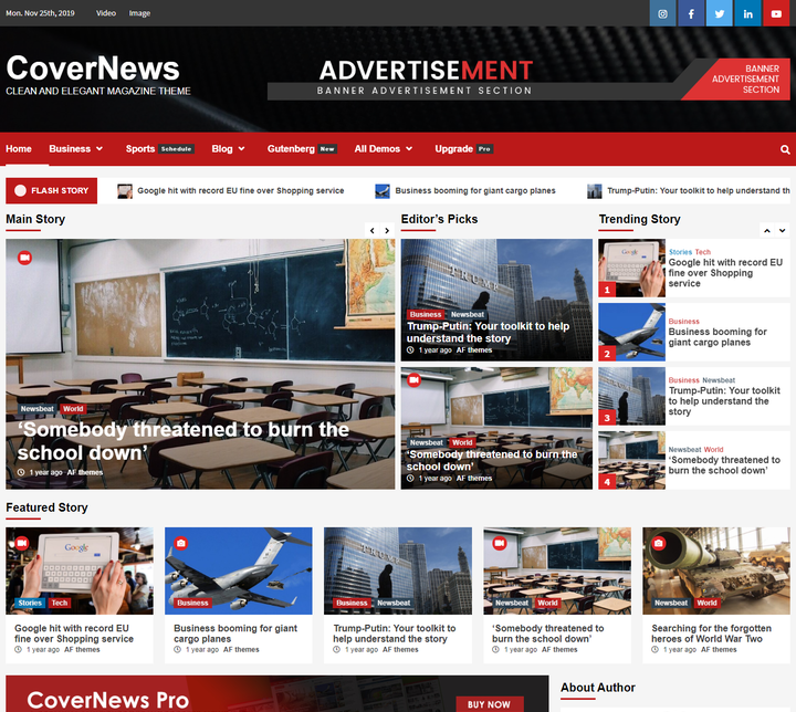 CoverNews 免费响应式 WordPress 主题