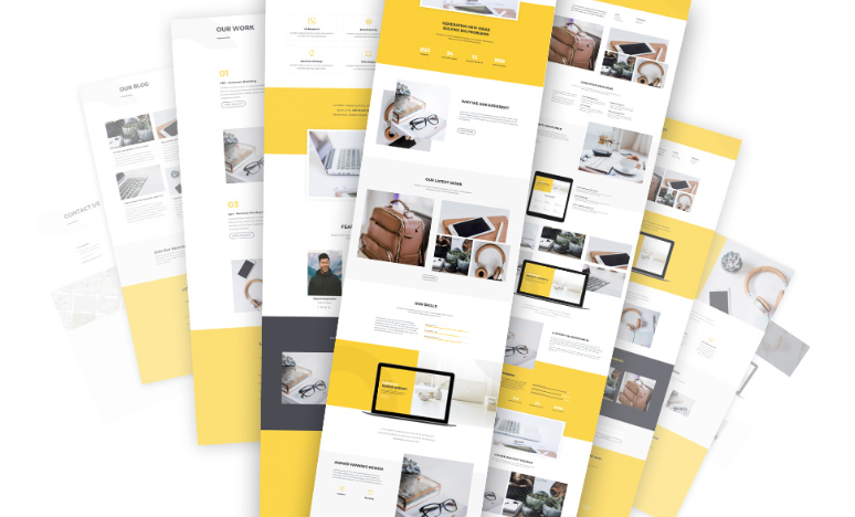 Beberapa contoh tata letak Divi.