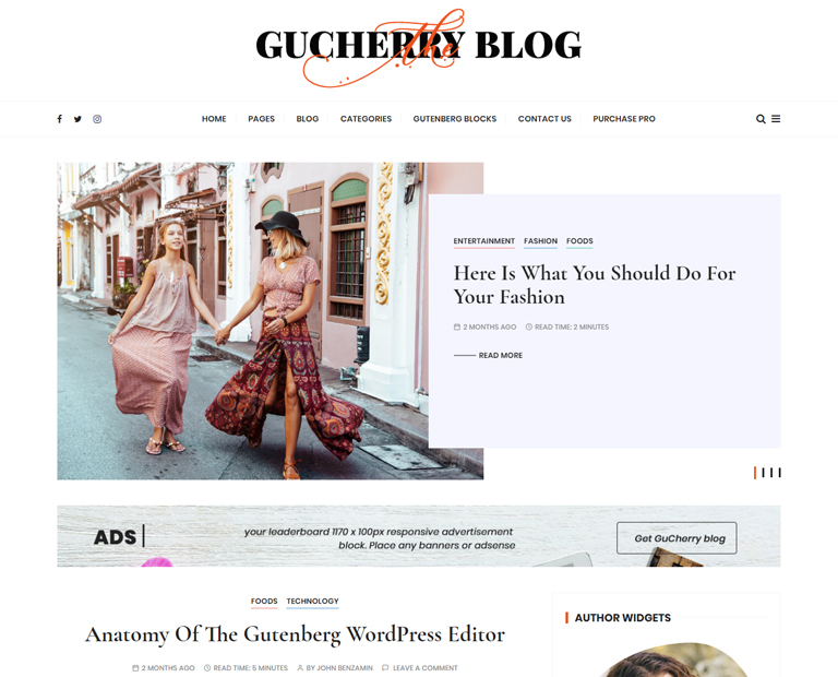 gucherry 博客免費 wordpress 博客主題