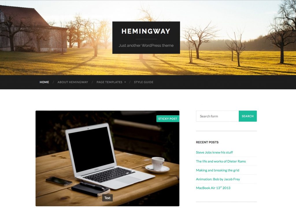 free wordpress themes for personal bloggers hemingway