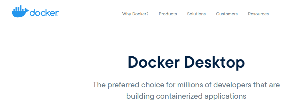 Dockerデスクトップのダウンロードページ。