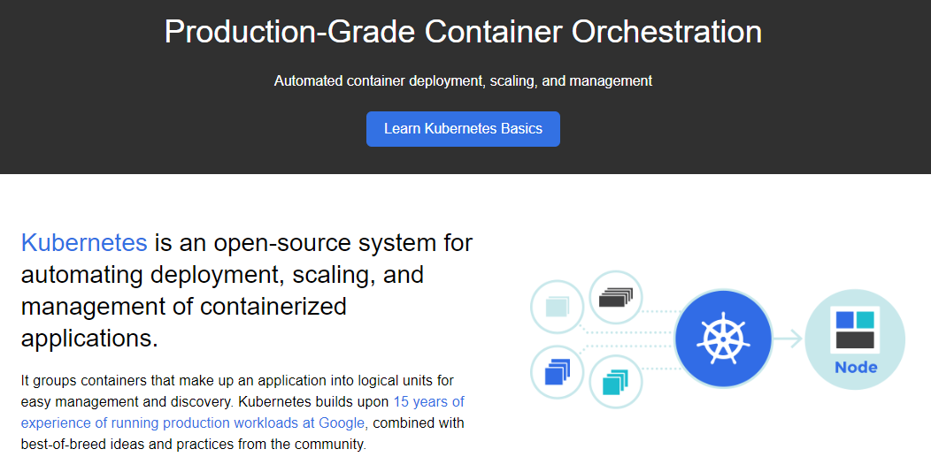 Kubernetesのホームページ。