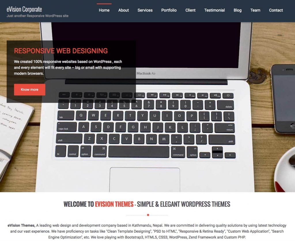 evisioncorporate-無料の1ページのワードプレステーマコレクション