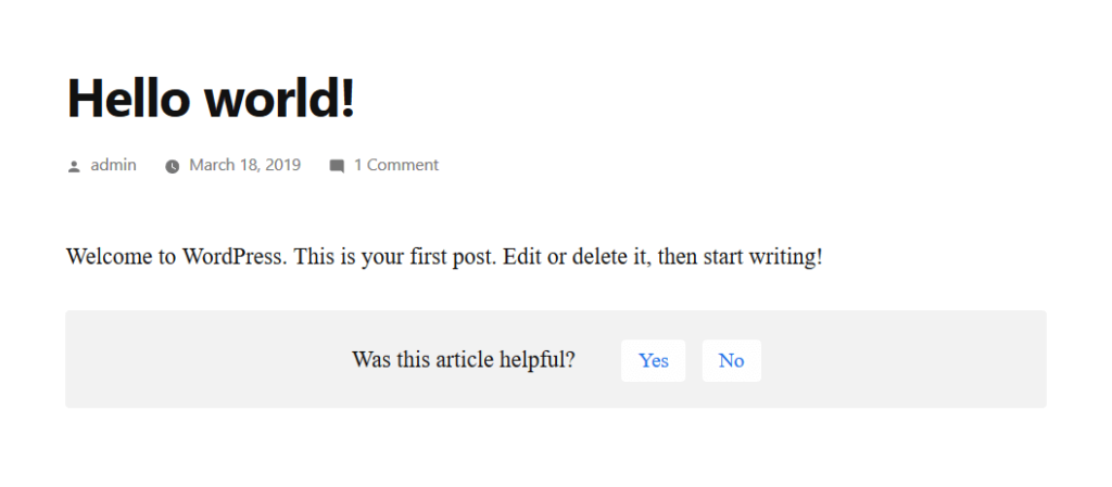 لقطة شاشة لـ Was This Helpful plugin على موقع ويب.