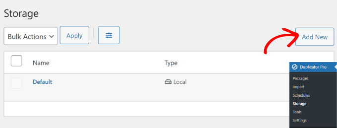 添加新的存儲選項 Add new storage option