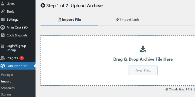 導入備份包 Import backup package