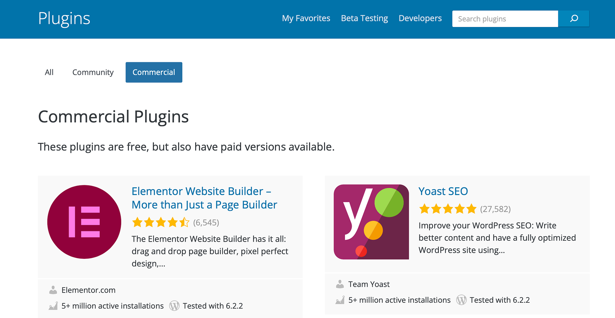 WordPress リポジトリで商用プラグイン フィルターを使用する。
