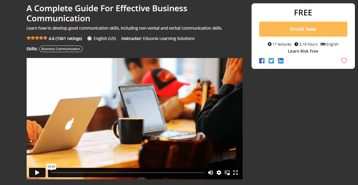 Um Guia Completo para Comunicação Empresarial Eficaz é um dos melhores cursos gratuitos de redação online.