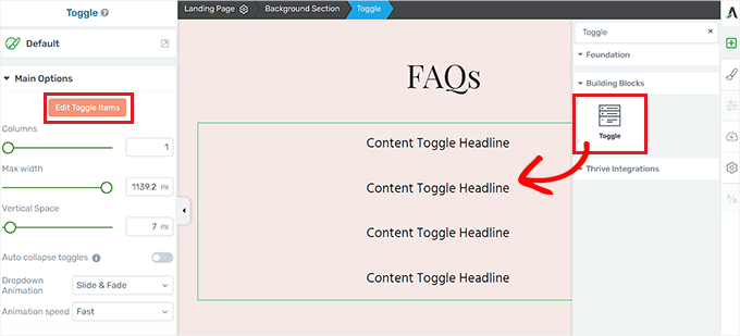 Ajouter un élément de bascule Add toggle element