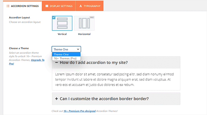 Paramètres de personnalisation faciles de l'accordéon Easy Accordion customization settings