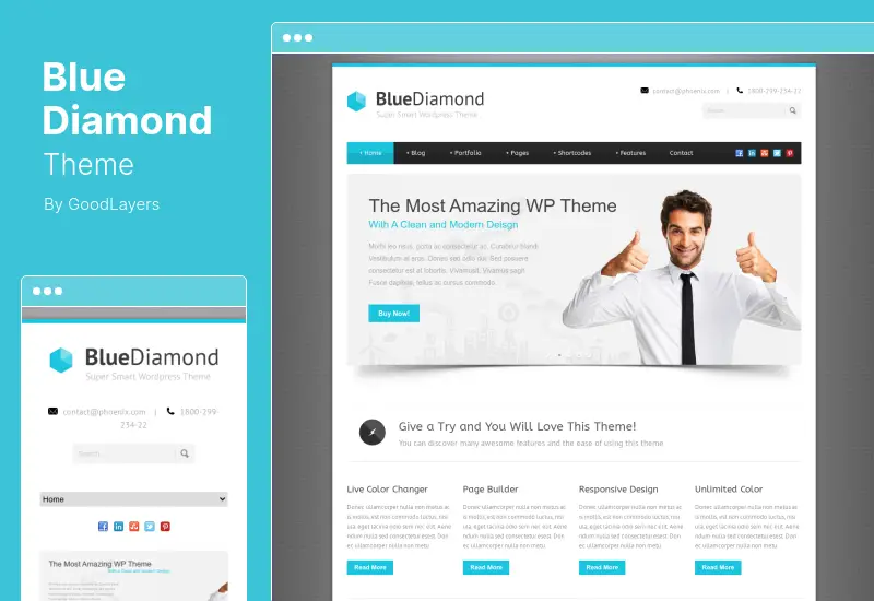 Blue Diamond Theme - Tema WordPress corporativă receptivă