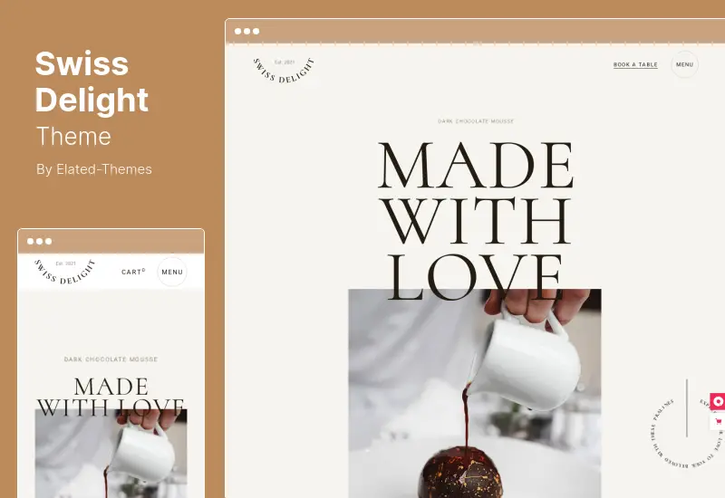 Swiss Delight テーマ - チョコレートとケーキ ショップの WordPress テーマ