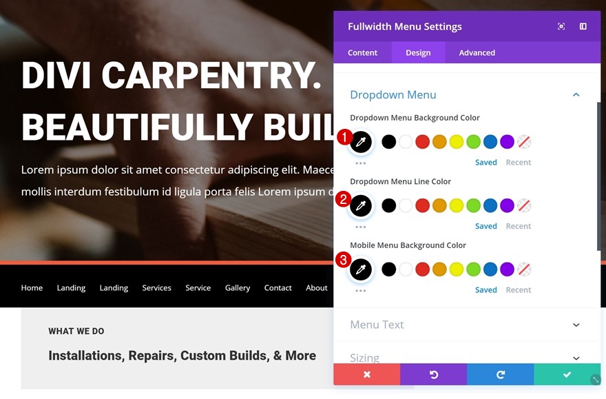 tam genişlikte menü modülü