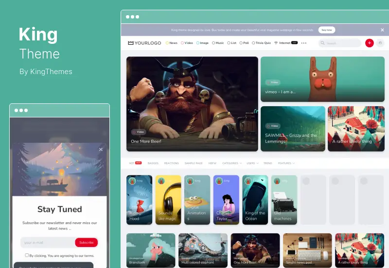 King Theme - ธีม WordPress ของ Viral Magazine