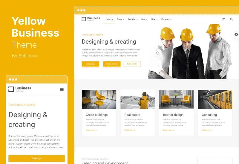 ธีมธุรกิจสีเหลือง - ธีม WordPress ก่อสร้าง