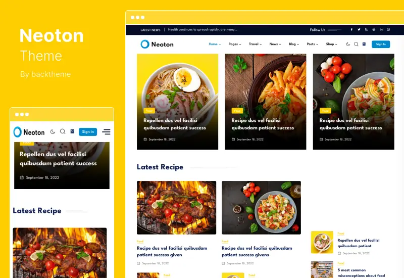 Neoton Theme - ธีม WordPress ของนิตยสารข่าว