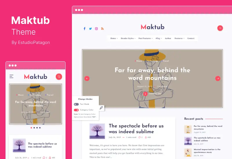 Maktub Theme – Minimaler und leichter Blog für WordPress Theme