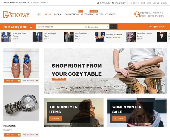 Thème WooCommerce gratuit Shopay