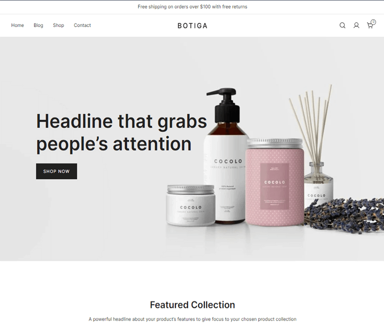 Thème WordPress gratuit Botiga pour la boutique en ligne