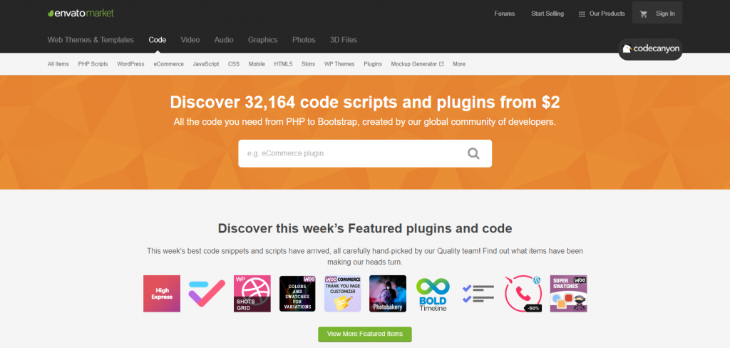 Visão geral do CodeCanyon Marketplace para vender seus plugins WordPress