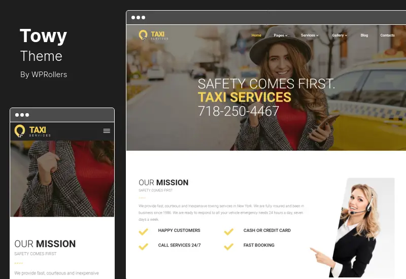 Towy Theme - ธีม WordPress บริการลากรถฉุกเฉินและช่วยเหลือรถเสียฉุกเฉิน