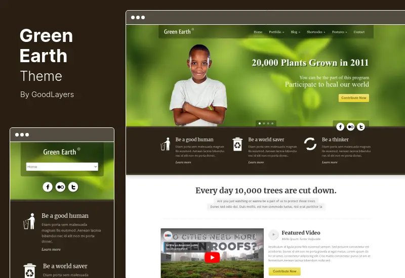 ธีมโลกสีเขียว - ธีม WordPress ด้านสิ่งแวดล้อม