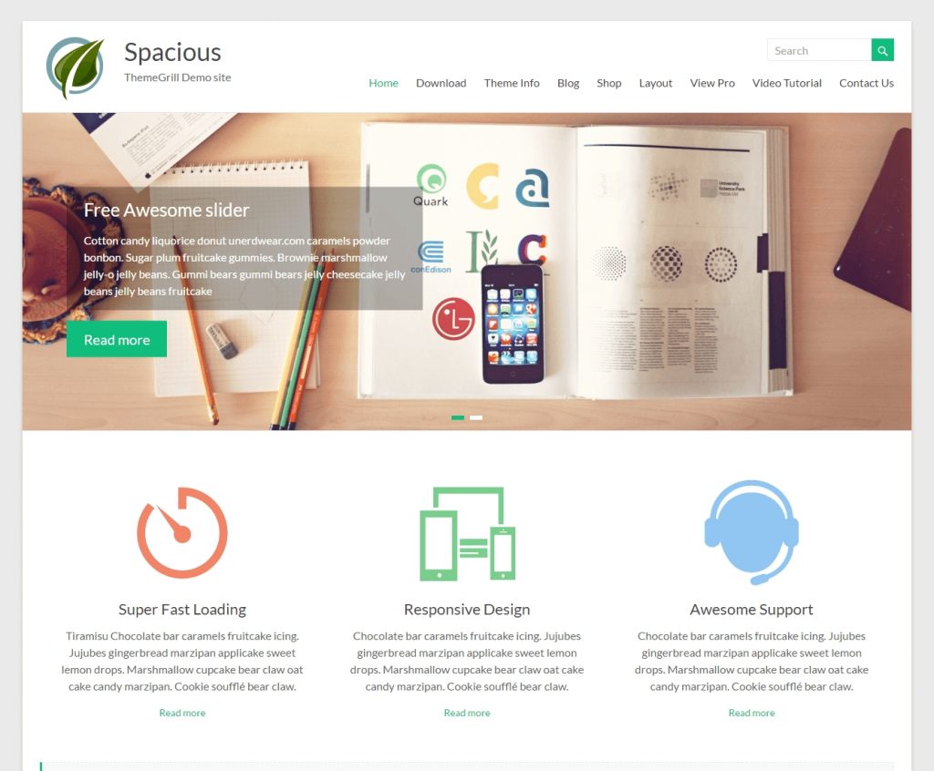 Geräumig - bestes kostenloses WordPress-Theme