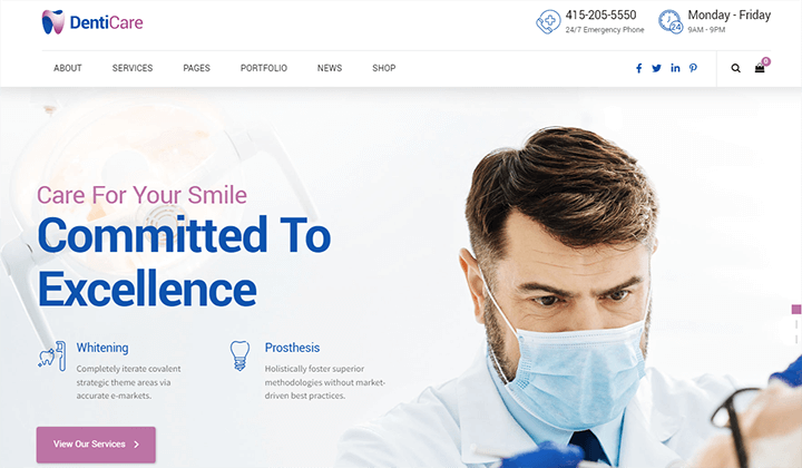 2023 年 歯科医のウェブサイトに最適な WordPress テーマ 13 9 denticare 252