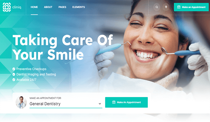 2023 年歯科医のウェブサイトに最適な WordPress テーマ 13 7 cliniq dentist 51