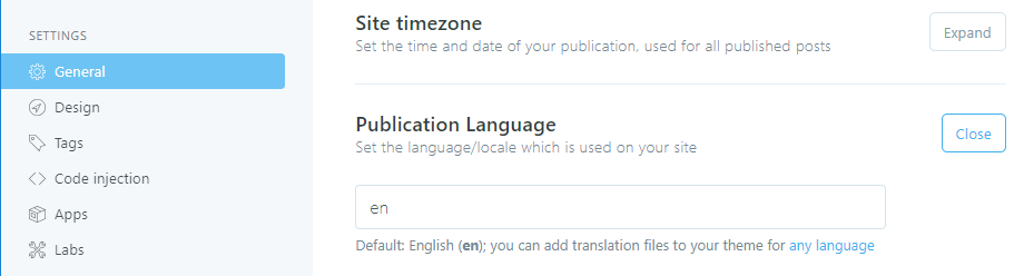 Cambiare la lingua del tuo blog Ghost.
