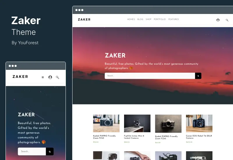Tema Zaker - Portofolio Fotografi Minimal & Tema Toko Foto Stok WordPress