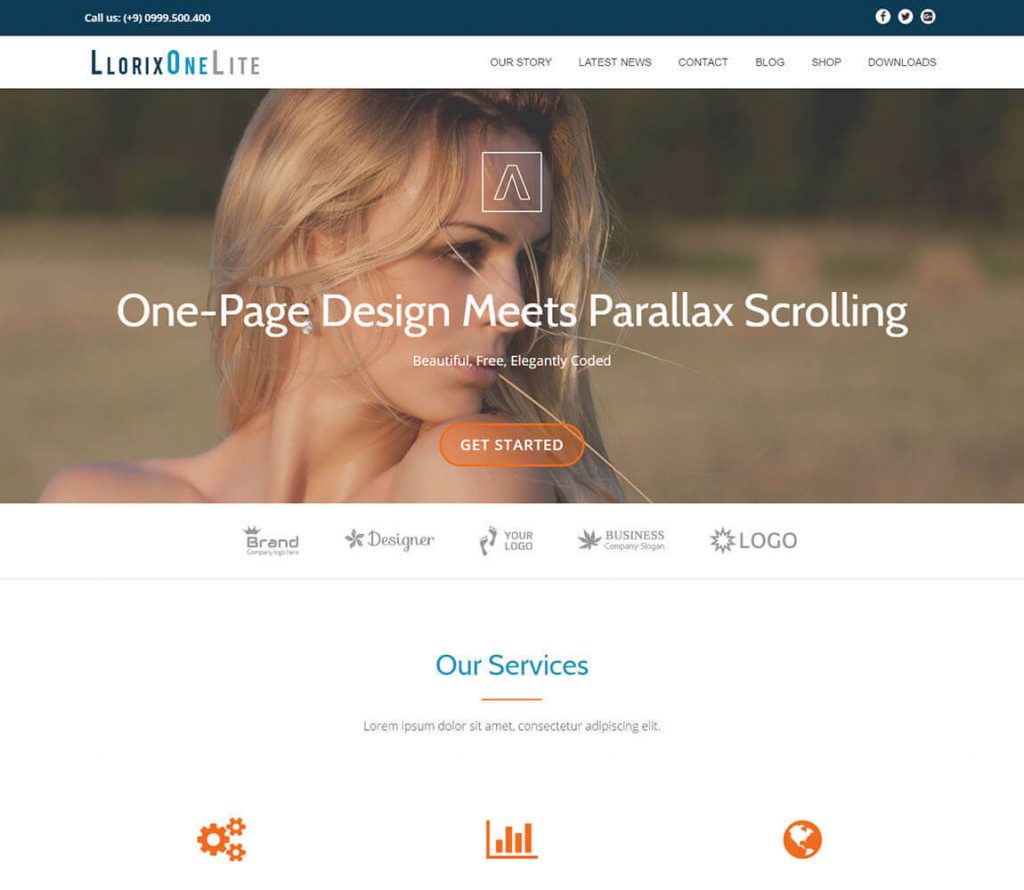 Llorix One Lite ücretsiz wordpress bir sayfa stili portföy teması