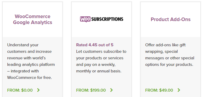 Ein paar Beispiele für WooCommerce-Erweiterungen.